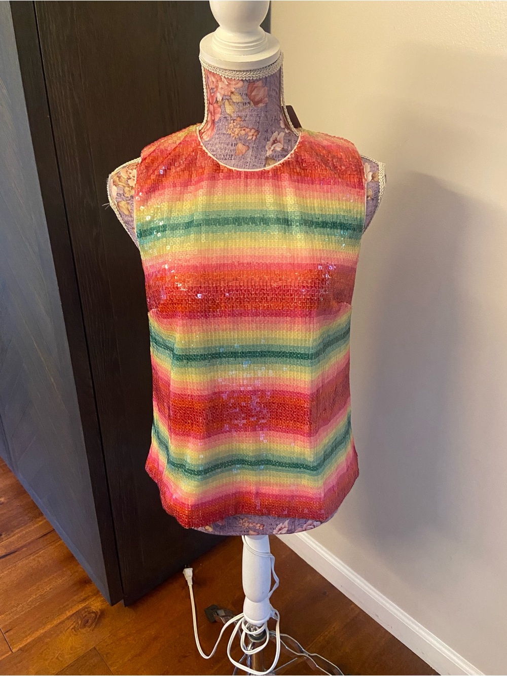 J.crew sequin stripe dress shirt top XS NWT
